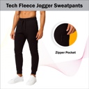 Black & Heather Grey & Navy (Tech) XXXL Men’s Tech Fleece Jogger Sweatpants (3 Pack) - Ideal for Training or Casual Wear